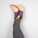 Kid&#039;s gray-purple cotton leggings Bird Fugl