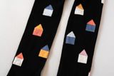Kids&#039; Black Cotton Tights Houses
