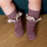 Kids&#039; Non-Slip Bamboo Socks Plum  with Ruffle