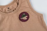 Children&#039;s beige tank top made of organic cotton with a playful patch