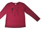 Kids&#039; Long-Sleeved T-Shirt Burgundy &quot;Dog with Banjo&quot;