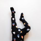 Kids' Black Cotton Tights Houses