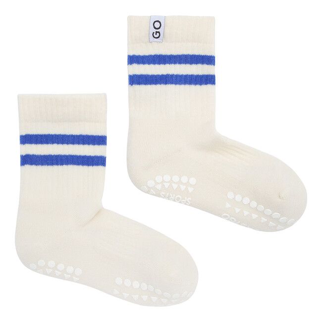 Kid's sports non-slip socks with blue stripes