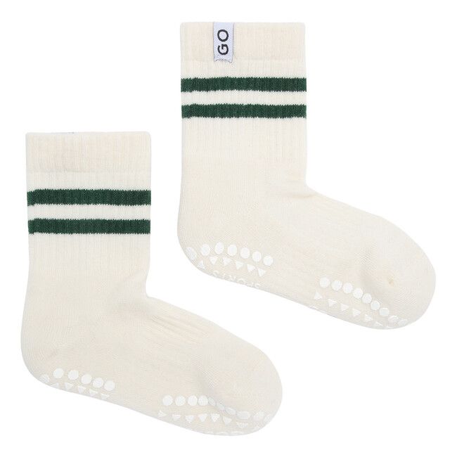 Kid's Sports Non-slip Socks with Green Stripes