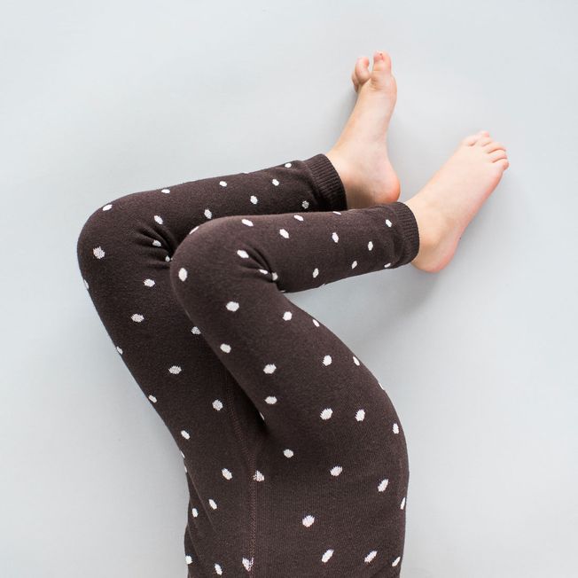 Kids' Cotton Leggings Brown Dotted